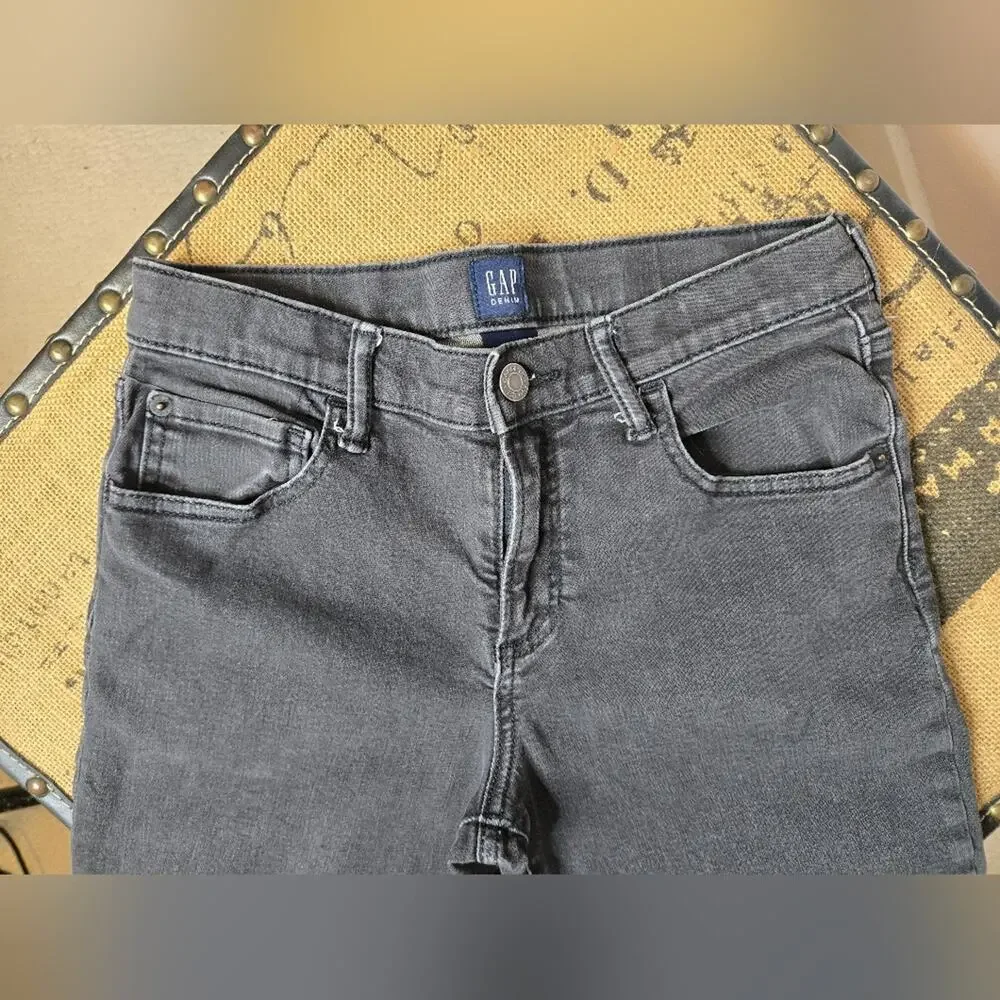 GAP Denim Jeans Girls Size 18 Slim Charcoal Black Adjustable Elastic Waist